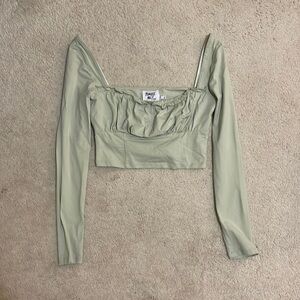 Mint Green Princess Polly Crop Long Sleeve Top